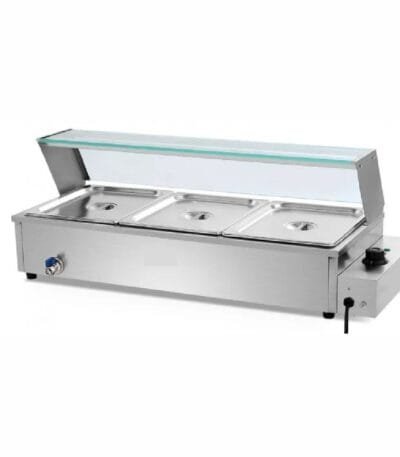 Electric Bain Marie W/ Glass & Valve-3 Pan