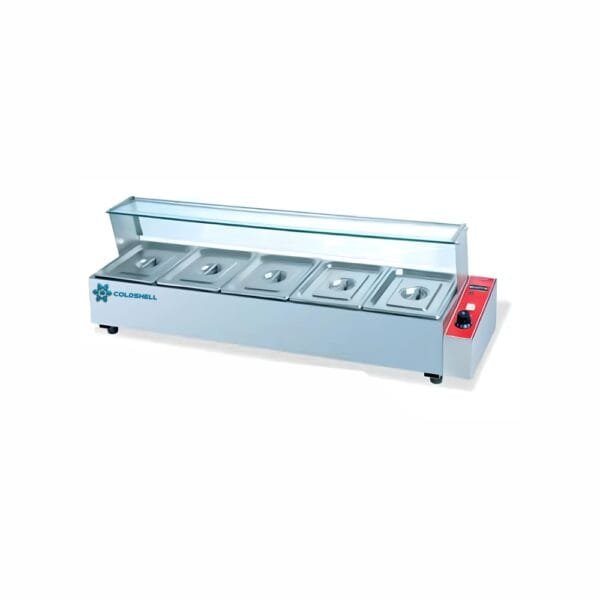 Coldshell Electric Hot Bain Marie With Glass & Valve 5 Pan